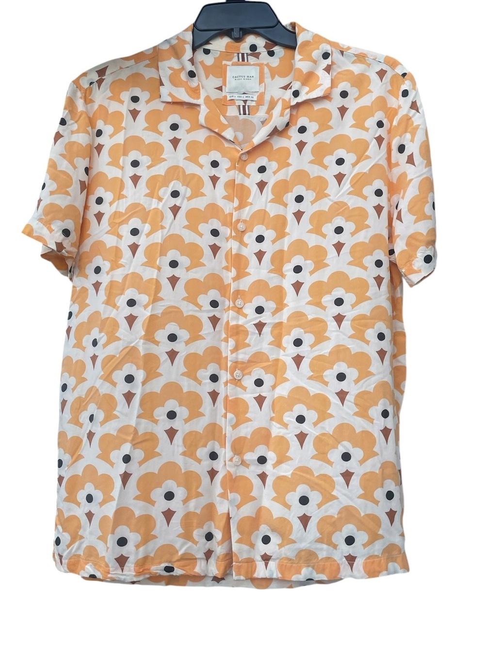 Cactus Man by Ricky Singh Floral, Short Sleeve Button Down, Size L, EUC